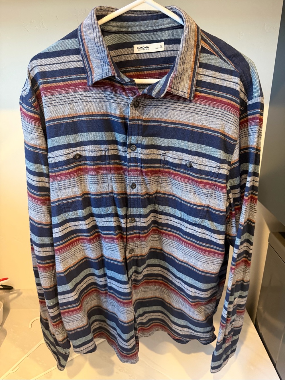 Sonoma Multicolor Striped Casual Button-Down Shirt